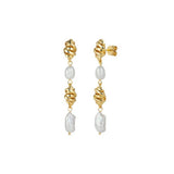Trendy Irregular White Pearl Earrings 18K Gold