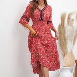 Stylish Elegant Socialite Floral Mid-Length Dress