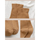 RUFFLED SOLID COLOR MID TUBE SOCKS FOR WOMEN_CWMS0412