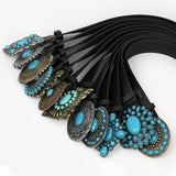 12KINDS TURQUOISE ALLOY BUCKLE BLACK VINTAGE BELT_CWABE0195