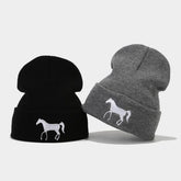 HORSE EMBROIDERY WARM COLD OUTDOOR KNITTED HAT_CWAH2090
