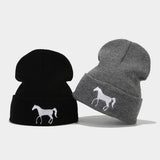 HORSE EMBROIDERY WARM COLD OUTDOOR KNITTED HAT_CWAH2090