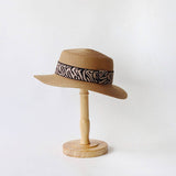 Womens Leopard Print Flat Top Straw Hat_Cwah3503