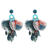HANDMADE LONG STATEMENT FLORAL FABRIC EARRINGS_CWMM6159