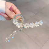 Gold Flower Large Rhinestone Clip Hairpin