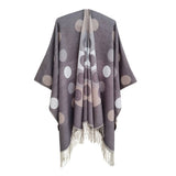 CIRCULAR PATTERN TASSEL SPLIT SHAWL CLOAK_CWASC0309