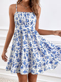 Waist Slimming Floral Sleeveless Halter Dress