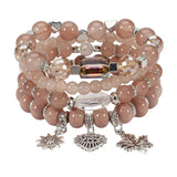 MULTI LAYERED MAPLE LEAF HEART PENDANT BRACELET_CWAJE2229