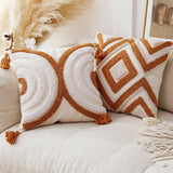 Tufted Tassel Sofa Cushion Boho Style Soft Decor_Cwmm7720