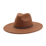 Unisex Wool Fedora Hat Ethnic Flat Brim Style_Cwah04377