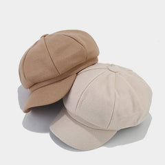 Winter Wool Beret Cap Retro Newsboy Octagonal Hat_Cwah04703