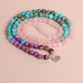PURPLE EMPEROR PINE ROSE QUARTZ BEADED BRACELETS_CWAJE3938