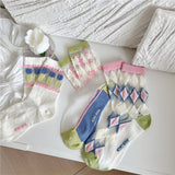 2024 NEW DIAMOND CHECK THIN SOCKS_CWMS0548