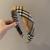 Plaid Headband Wide High Top Slim Face_Cwaha08155