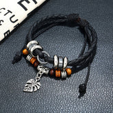 FASHION LEATHER MULTI LAYER BRAIDED LEAF BRACELET_CWMM4512