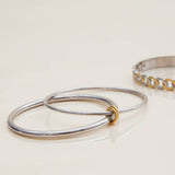 CLASSIC TWO TONE DOUBLE RING BANGLE 18K GOLD_CWAJE4823