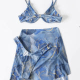 MARBLE PRINT BIKINI SET SEXY 3 PIECE SWIMSUIT_CWMW0158