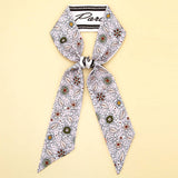 LETTER FLORAL SKINNY SCARF HAIR BOW BAG RIBBON_CWASC0070