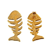 18K STAINLESS STEEL FISHBONE EARRINGS OCEAN STYLE_CWMM8892