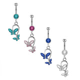 DOUBLE BUTTERFLY COPPER ZIRCON BELLY BUTTON RING_CWMM9463