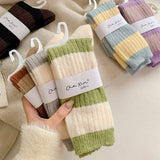 AUTUMN AND WINTER WARM STRIPED MID CALF SOCKS_CWMS1065
