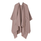 SOLID COLOR SHAWL POCKET WARM SCARF CAPE_CWASC2182