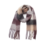PLAID PATTERN FRINGE TRIM WINTER SCARF_CWASC2691