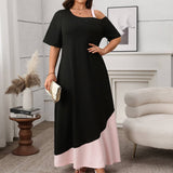 ELEGANT COLORBLOCK SPAGHETTI STRAP DRESS_CWDSD8483