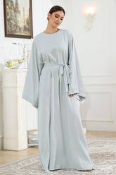 Solid Color Simple Abaya Casual Muslim Dress