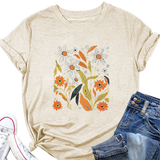Women Summer Tee ??Flor Casual Round Neck_Cwtts1500