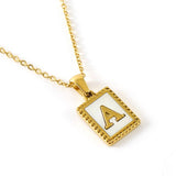 18K GOLD STAINLESS STEEL LETTER SHELL NECKLACE_CWAJE0685