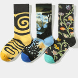 PLANT FLOWER PATTERN STREET SKATEBOARD SOCKS_CWMS0169