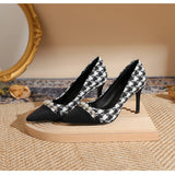 THOUSAND BIRD PLAID SLIM HEEL HIGH HEELS_CWSHH0024