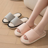 SIMPLE FABRIC INDOOR LINEN SLIPPERS_CWSHS0846