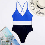 SEXY COLOR BLOCK QUICK DRYING ONE PIECE SWIMSUIT_CWMW0623