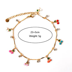 BEACH ANKLET WITH CHERRY SHELL STAR CHARMS_CWAJE4609