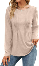 Wear A Solid Color Crew Neck Long Sleeve T-Shirt