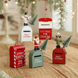 IRON PAINTED MAILBOX VINTAGE CHRISTMAS HANGING_CWMM9780