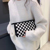 New Lattice Flat Large Capacity Cosmetic Bag_Cwab4480