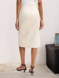 Split Buttons Versatile Mid-Length Skirt