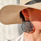 RETRO PERSONALIZED WOOD CHIP ROUND EARRINGS_CWAJE1573