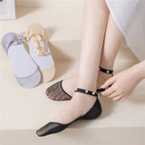 Women Pearl Lace Solid Color Invisible Socks_Cwms0495