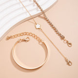 Vintage Rhinestone Chain Five Leaf Grass Bracelet