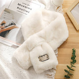 SMILEY FAUX RABBIT FUR SCARF COZY WINTER WRAP_CWASC1250