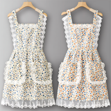FLORAL LACE TRIM KITCHEN APRON FOR WOMEN_CWMM6594