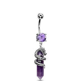 3D DRAGON CLAW NATURAL STONE BELLY BUTTON RING_CWMM9473