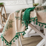 PINE BRANCH PRINT HOLLOW PATCHWORK TABLECLOTH_CWMM0968