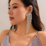 FRENCH STYLE TASSEL RHINESTONE EARRINGS_CWAJE1140