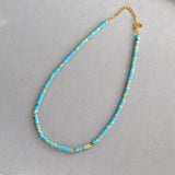 RETRO FRESH PATTERNED STONE BEADED NECKLACE_CWAJE2122