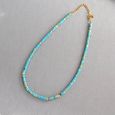 RETRO FRESH PATTERNED STONE BEADED NECKLACE_CWAJE2122
